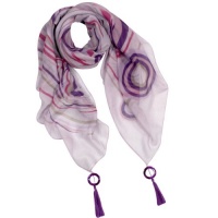 Splendid Firework Floret Flowers Print Dangling Tassels Square Scarf Shawl - Purple Splendid Firework Floret Flowers Print Dangling Tassels Square Scarf Shawl - Purple