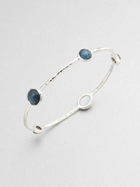From the Wonderland Collection. An elegant mix of multi-colored doublets set in hammered sterling silver. Mother-of-pearl and hand-faceted, clear quartz accented doubletsSterling silverDiameter, about 2.5Slip-on styleImported From the Wonderland Collection. An elegant mix of multi-colored doublets set in hammered sterling silver. Mother-of-pearl and hand-faceted, clear quartz accented doubletsSterling silverDiameter, about 2.5Slip-on styleImported