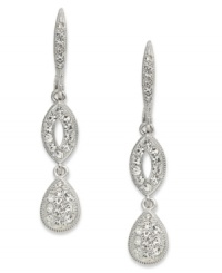 Walk the line with these vintage-inspired linear earrings. Eliot Danori's gorgeous Windsor style shines on with glass crystal accents. Set in rhodium-plated silver tone mixed metal. Approximate drop: 1 inch. Walk the line with these vintage-inspired linear earrings. Eliot Danori's gorgeous Windsor style shines on with glass crystal accents. Set in rhodium-plated silver tone mixed metal. Approximate drop: 1 inch.
