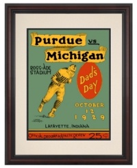 A big win for Purdue fans, this handsomely framed program cover from the 1929 season is essential for any Boilermakers shrine. And, just for the record, they came away with the win – 30-16 over Michigan.