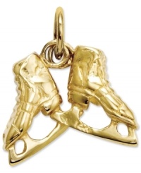 Fashionable figure eights! These vintage-inspired 3D ice skates shine in 14k gold. Approximate length: 1/2 inch. Approximate width: 7/10 inch. Fashionable figure eights! These vintage-inspired 3D ice skates shine in 14k gold. Approximate length: 1/2 inch. Approximate width: 7/10 inch.