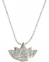 Alex Woo Little Faith White Gold Lotus Pendant Necklace