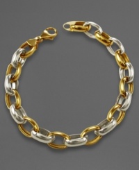 Alternating loops of sterling silver and 14k gold over sterling silver add sunny style to every look. Approximate bracelet length: 8 inches. Alternating loops of sterling silver and 14k gold over sterling silver add sunny style to every look. Approximate bracelet length: 8 inches.