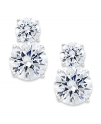 Cool chic. This pair of drop earrings from Eliot Danori is crafted from rhodium-plated brass. Crystals and cubic zirconias (2 ct. t.w.) bring the shine. Approximate drop: 1/3 inch. Cool chic. This pair of drop earrings from Eliot Danori is crafted from rhodium-plated brass. Crystals and cubic zirconias (2 ct. t.w.) bring the shine. Approximate drop: 1/3 inch.