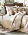 In a warm palette of earthy tans and browns, this Sloane comforter set renders a completely calming and cozy allure for the bedroom. Features a distinctive pattern of circles in different designs and tones. Comes complete with coordinating shams, coverlet, bedskirt and a pile of decorative pillows.