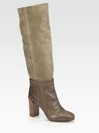 A strut-worthy favorite of suede and rich leather, elevated by a stacked heel. Stacked heel, 3¾ (95mm)Shaft, 16¼Leg circumference, 14Suede and leather upperPull-on styleLeather lining and solePadded insoleMade in Italy A strut-worthy favorite of suede and rich leather, elevated by a stacked heel. Stacked heel, 3¾ (95mm)Shaft, 16¼Leg circumference, 14Suede and leather upperPull-on styleLeather lining and solePadded insoleMade in Italy