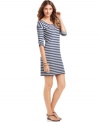 Inspired by a breezy tee-shirt, this DKNY Jeans dress features summery stripes for a touch of cool French style.