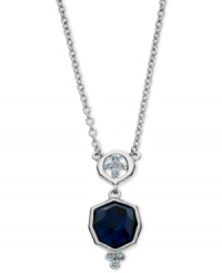 Stylish silver. T Tahari's necklace, crafted from nickel-free, silver tone mixed metal, is adorned with blue and light blue crystals for a tranquil effect. Approximate length: 17 inches + 3-inch extender. Approximate drop: 2-1/4 inches. Stylish silver. T Tahari's necklace, crafted from nickel-free, silver tone mixed metal, is adorned with blue and light blue crystals for a tranquil effect. Approximate length: 17 inches + 3-inch extender. Approximate drop: 2-1/4 inches.