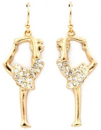Beautiful Gold Plated Dancer/Ballerina/Gymnast Dangle Earrings with Clear Austrian Crystals