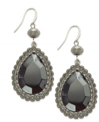 Move out of the shadows with these dusky teardrop earrings from Alfani. Faceted glass stones in teardrop silhouettes add vintage appeal. Crafted in hematite tone mixed metal. Approximate drop: 1-3/4 inches. Move out of the shadows with these dusky teardrop earrings from Alfani. Faceted glass stones in teardrop silhouettes add vintage appeal. Crafted in hematite tone mixed metal. Approximate drop: 1-3/4 inches.