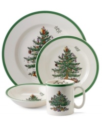 The most cherished symbol of the season adorns Spode's 4-piece place settings: The Christmas tree! With a festive green border and irresistibly colorful detail, this set is the perfect gift for your favorite collector. The most cherished symbol of the season adorns Spode's 4-piece place settings: The Christmas tree! With a festive green border and irresistibly colorful detail, this set is the perfect gift for your favorite collector.