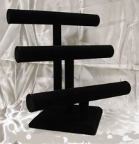 Black Velvet Bracelet T-Bar 3 Tier Jewelry Display NEW Black Velvet Bracelet T-Bar 3 Tier Jewelry Display NEW