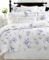 Graceful garden style abounds in Martha Stewart Collection's Trousseau Violets duvet cover, featuring purple blooms and tonal detail on a bed of pure cotton. (Clearance)