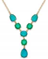 Dress up your décolleté with eye-catching color. Alluring aqua blue beads adorn this 14k gold-plated pendant from Charter Club -- the perfect complement to your warm-weather wardrobe. Approximate length: 17 inches + 3 inch extender. Approximate drop: 2 inches. Dress up your décolleté with eye-catching color. Alluring aqua blue beads adorn this 14k gold-plated pendant from Charter Club -- the perfect complement to your warm-weather wardrobe. Approximate length: 17 inches + 3 inch extender. Approximate drop: 2 inches.