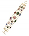 Lauren Ralph Lauren's lovely five-row bracelet features glass and resin geometric beads in an array of vibrant colors. Crafted in 14k gold-plated mixed metal. Approximate length: 7-1/2 inches.
