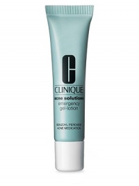 Clinique's medicated troubleshooter with benzoyl peroxide helps clear stubborn, recurring blemishes. Unclogs bacteria-filled pores, controls oil, reduces redness. Note: Recommended daily use of sunscreen in conjunction with this product. HOW TO USE: Apply thin layer directly to affected area 1-2 times daily. Start with one application daily, then gradually increase to twice a day, if needed, or as directed by a doctor. If bothersome dryness or peeling occurs, reduce usage. 0.5 oz. Clinique's medicated troubleshooter with benzoyl peroxide helps clear stubborn, recurring blemishes. Unclogs bacteria-filled pores, controls oil, reduces redness. Note: Recommended daily use of sunscreen in conjunction with this product. HOW TO USE: Apply thin layer directly to affected area 1-2 times daily. Start with one application daily, then gradually increase to twice a day, if needed, or as directed by a doctor. If bothersome dryness or peeling occurs, reduce usage. 0.5 oz.