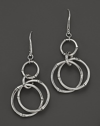 John Hardy's bamboo drop earrings lend timeless style in sterling silver. John Hardy's bamboo drop earrings lend timeless style in sterling silver.