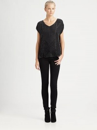 Delicate beading adds a subtle touch of glam to this flowy silk pullover.V-neckShort sleevesPullover styleAbout 18 from shoulder to hemSilkDry cleanImportedModel shown is 5'11 (180cm) wearing US size Small. Delicate beading adds a subtle touch of glam to this flowy silk pullover.V-neckShort sleevesPullover styleAbout 18 from shoulder to hemSilkDry cleanImportedModel shown is 5'11 (180cm) wearing US size Small.
