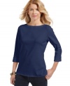 A classic silhouette rendered in soft cotton makes Karen Scott's top an essential for all seasons.