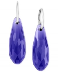 Purple plays a striking part in Swarovski's Pure drop earrings. Crafted from rhodium-plated mixed metal, a purple crystal dangles and dazzles. Approximate drop: 1-3/5 inches. Purple plays a striking part in Swarovski's Pure drop earrings. Crafted from rhodium-plated mixed metal, a purple crystal dangles and dazzles. Approximate drop: 1-3/5 inches.