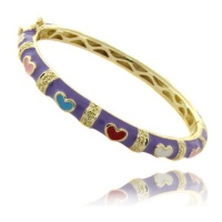 Lily Nily 18k Gold Overlay Lavender Enamel Multi Colored Heart Design Children's Bangle Lily Nily 18k Gold Overlay Lavender Enamel Multi Colored Heart Design Children's Bangle