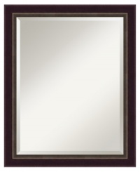 Dark bronze meets beveled glass for a wall mirror with classic, masculine appeal. Scaled down by a beaded outer edge, this large piece is a smart and functional addition to traditionally furnished homes. Dark bronze meets beveled glass for a wall mirror with classic, masculine appeal. Scaled down by a beaded outer edge, this large piece is a smart and functional addition to traditionally furnished homes.