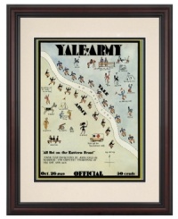 Drawn by artist John Held Jr., this framed map-turned cover art for the 1929 Yale-Army football program is for fans with a sense of humor. Yale overcame the troops three times, winning 21-13, on that fateful October day. Drawn by artist John Held Jr., this framed map-turned cover art for the 1929 Yale-Army football program is for fans with a sense of humor. Yale overcame the troops three times, winning 21-13, on that fateful October day.