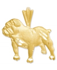 Honor your favorite breed. This diamond-cut slide charm features an intricately-carved bulldog in 14k gold. Chain not included. Approximate length: 3/5 inch. Approximate width: 9/10 inch. Honor your favorite breed. This diamond-cut slide charm features an intricately-carved bulldog in 14k gold. Chain not included. Approximate length: 3/5 inch. Approximate width: 9/10 inch.