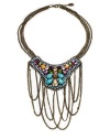 THE LOOKBohemian Chic Collection Bib silhouetteTurquoise and multicolored crystal detailsDraped chain accentsBronze-plated setting Lobster clasp THE MEASUREMENTLength, about 17Drop length, about 5½ORIGINMade in Lebanon