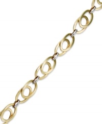Double the fun. YellOra™'s pretty interlocking link bracelet is crafted from a two-tone combination of pure gold, sterling silver and palladium. Approximate length: 7-1/4 inches. Double the fun. YellOra™'s pretty interlocking link bracelet is crafted from a two-tone combination of pure gold, sterling silver and palladium. Approximate length: 7-1/4 inches.