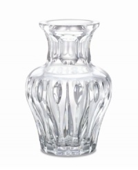 Classic milk-jug shaping with a vertical wedge-cut design, give this 6 lead crystal vase a contemporary appeal. The perfect size for a coffee-table nosegay or desktop arrangement. Classic milk-jug shaping with a vertical wedge-cut design, give this 6 lead crystal vase a contemporary appeal. The perfect size for a coffee-table nosegay or desktop arrangement.