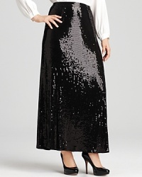 Dripping with decadent sequins, this MICHAEL Michael Kors Plus maxi skirt lends liquid-like dimension to your every step. Dripping with decadent sequins, this MICHAEL Michael Kors Plus maxi skirt lends liquid-like dimension to your every step.