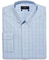 A timeless glen plaid and a cool color combination combine with easy care fabric to make this Club Room button-down a reliable part of your workweek rotation. A timeless glen plaid and a cool color combination combine with easy care fabric to make this Club Room button-down a reliable part of your workweek rotation.