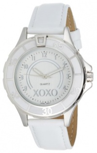 XOXO Women's XO3187 Silver Dial White Strap Watch XOXO Women's XO3187 Silver Dial White Strap Watch