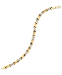 An excellent choice. This two-tone bracelet from YellOra™ features an X design and brings together pure gold, sterling silver and palladium combined with rhodium-plating for a bold effect. Approximate length: 7-1/4 inches.