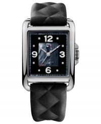 The quilted silicone strap of this Tommy Hilfiger watch adds a stylish touch to a sporty design. The quilted silicone strap of this Tommy Hilfiger watch adds a stylish touch to a sporty design.