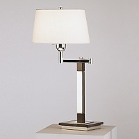 Sleek in style and design. Swing arm table lamp with silver plate finish. Full range dimmer switch. Sleek in style and design. Swing arm table lamp with silver plate finish. Full range dimmer switch.