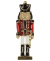 Standing guard over your precious possessions is the Nutcracker soldier in this keepsake holiday box from Jones New York. Crafted from mixed metal with gold-tone epoxy beads adding a special touch. Approximate length: 2-1/4 inches. Approximate width: 1-1/4 inches.