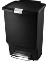 simplehuman Step Trash Can, Rectangular, Plastic, 10-1/2 Gallons, Black