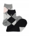 An exquisite marriage of trend and tradition, these glittery argyle angora socks from Lauren Ralph Lauren are the perfect pair. Rendered in warm wool and real rabbit hair, they feature the iconic LRL logo for subtle, signature style.