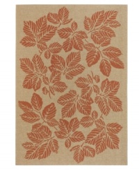 Woodsy ways. Made from structured-weave polypropylene, this leaf-laden area rug from Couristan is 100% recyclable and resistant to fading, mildew and mold -- a beautiful piece indoors or out. Woodsy ways. Made from structured-weave polypropylene, this leaf-laden area rug from Couristan is 100% recyclable and resistant to fading, mildew and mold -- a beautiful piece indoors or out.
