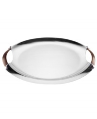 Polished aluminum alone makes Rivet serveware a standout, but with contrasting bronze handles and a sleek yet generously proportioned silhouette, this Dansk tray embodies modern sophistication. (Clearance) Polished aluminum alone makes Rivet serveware a standout, but with contrasting bronze handles and a sleek yet generously proportioned silhouette, this Dansk tray embodies modern sophistication. (Clearance)