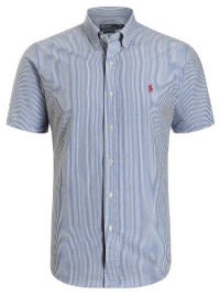Polo Ralph Lauren Classic Fit Mens Short Sleeve Seersucker Shirt Light Blue White Stripe Polo Ralph Lauren Classic Fit Mens Short Sleeve Seersucker Shirt Light Blue White Stripe