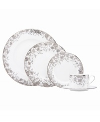Fashion a stunning table in French Lace dinnerware. Platinum trim and an intricate floral pattern plucked right off the runway adorn the elegant, easy-clean place settings from Marchesa by Lenox. Fashion a stunning table in French Lace dinnerware. Platinum trim and an intricate floral pattern plucked right off the runway adorn the elegant, easy-clean place settings from Marchesa by Lenox.