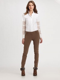 Finespun stretch cotton, tailored in a slim-fitting, sleek silhouette.Self waistband with belt loopsZip fly with concealed closureSide pocket seam detailsInseam, about 3292% cotton/8% elastaneDry cleanMade in ItalyModel shown is 5'11 (180cm) wearing US size 4. Finespun stretch cotton, tailored in a slim-fitting, sleek silhouette.Self waistband with belt loopsZip fly with concealed closureSide pocket seam detailsInseam, about 3292% cotton/8% elastaneDry cleanMade in ItalyModel shown is 5'11 (180cm) wearing US size 4.