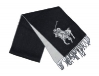 Polo Ralph Lauren Men Big Pony Lambs Wool Reversible Winter Scarf - Made in Italy Polo Ralph Lauren Men Big Pony Lambs Wool Reversible Winter Scarf - Made in Italy