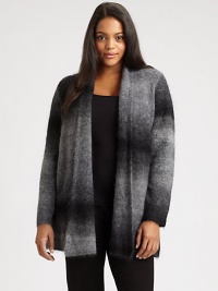 Leave it to ombre to enhance an already appealing style. This shawl-collar sweater has easy appeal and a flattering fit.Shawl collarLong sleevesPin closureAbout 30 from shoulder to hemMohair/nylon/viscose/wool/spandexDry cleanImported of Italian fabric Leave it to ombre to enhance an already appealing style. This shawl-collar sweater has easy appeal and a flattering fit.Shawl collarLong sleevesPin closureAbout 30 from shoulder to hemMohair/nylon/viscose/wool/spandexDry cleanImported of Italian fabric
