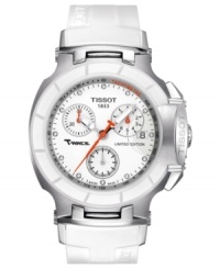 Inspired by racing star Danica Patrick, this T-Race limited edition watch from Tissot features race-inspired details and precise chronograph timing. Inspired by racing star Danica Patrick, this T-Race limited edition watch from Tissot features race-inspired details and precise chronograph timing.