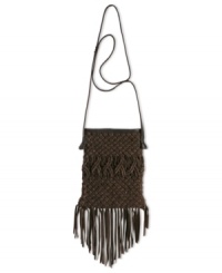 Your inner hippie-chic is calling. Answer it with this boho-fabulous design from Lucky Brand that lends a laid-back look to any outfit. Fun fringe and macramé adorn the outside, while the inside offers a safe haven for everyday essentials. Your inner hippie-chic is calling. Answer it with this boho-fabulous design from Lucky Brand that lends a laid-back look to any outfit. Fun fringe and macramé adorn the outside, while the inside offers a safe haven for everyday essentials.