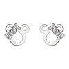 .925 Sterling Silver Rhodium Plated Mouse Ribbon CZ Stud Earrings with Screw-back for Children & Women